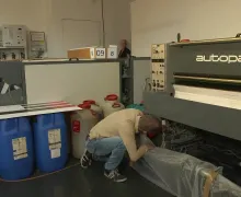 German Milf with huge boobs surprises the worker with hot sex
